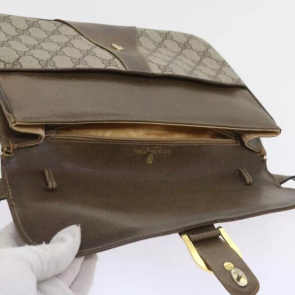 GUCCI GG Supreme Shoulder Bag PVC Leather Beige Auth - Picture 6 of 16